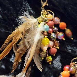 Bohemian Feather and Bead Charm